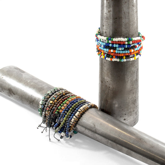 White - Green Oscar Silver and Glass SKINNY Bracelet