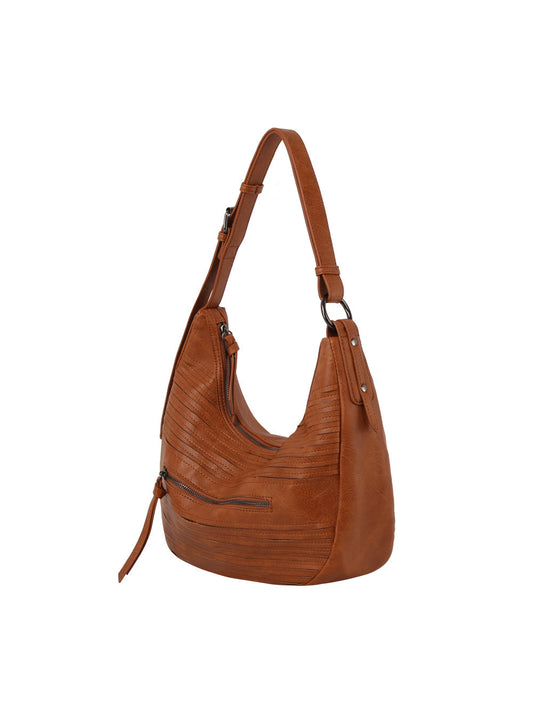Grained leather hobo shoulder bag
