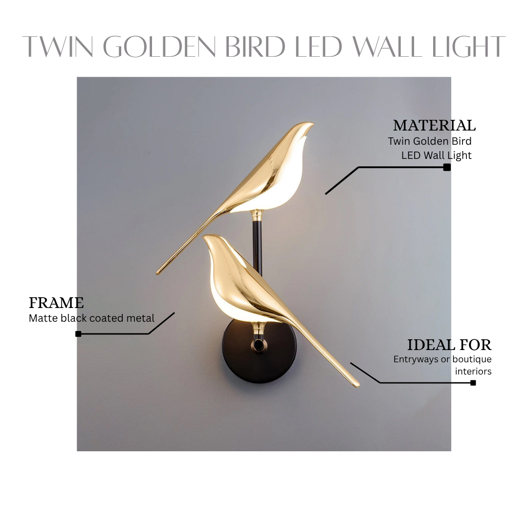 Chanya Haus LED Wall Light – Elegant Bird Design, 3 Colors