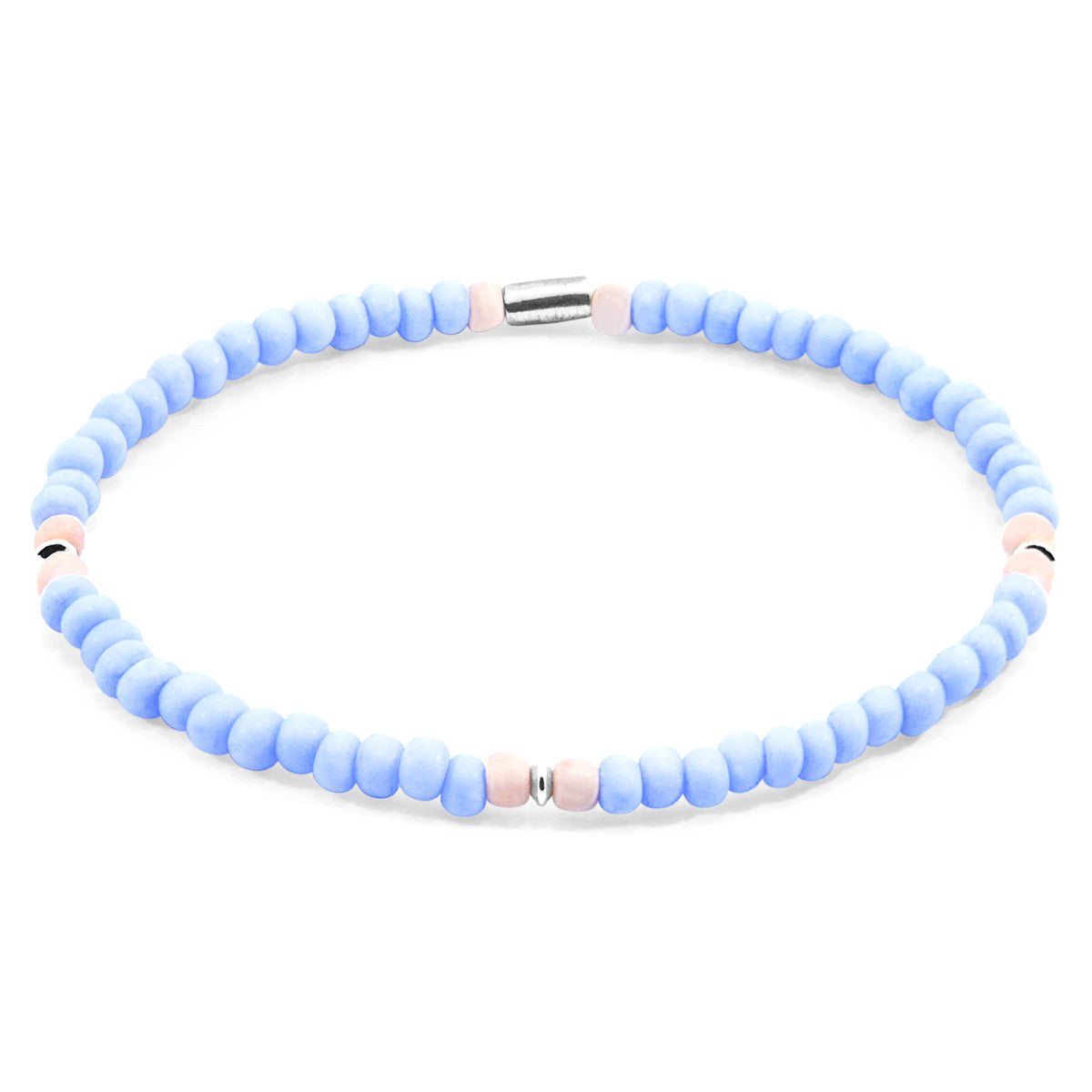 Pastel Blue - Pink Evelyn Silver and Glass SKINNY Bracelet