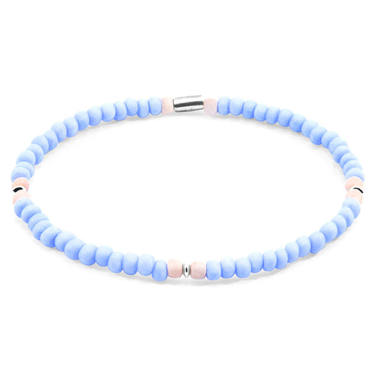Pastel Blue - Pink Evelyn Silver and Glass SKINNY Bracelet