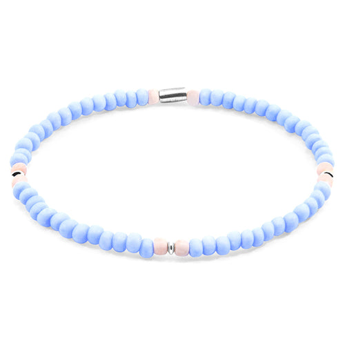 Pastel Blue - Pink Evelyn Silver and Glass SKINNY Bracelet