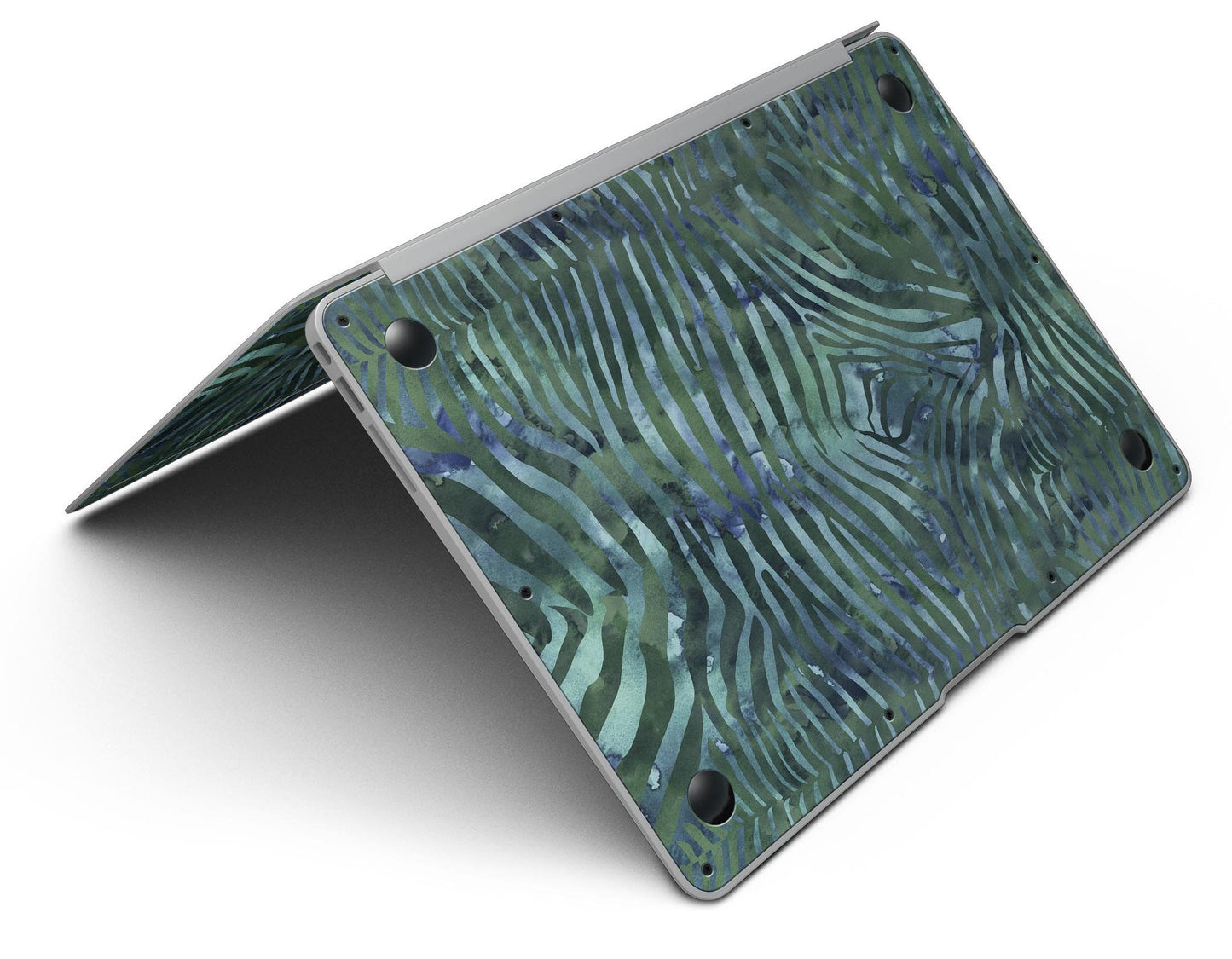 Deep Green and Blue Watercolor Zebra Pattern - MacBook Air Skin Kit