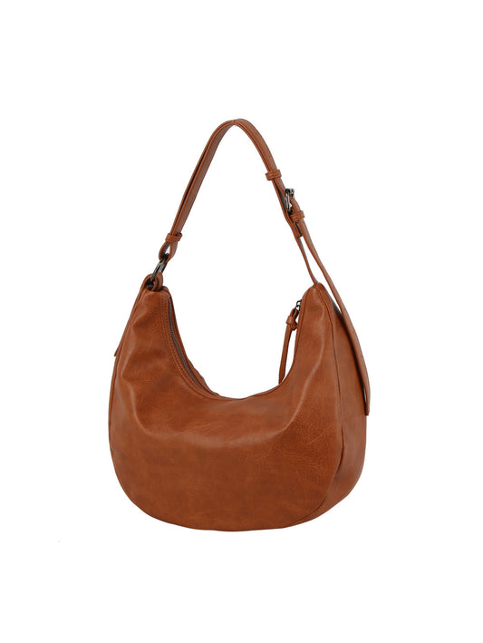 Grained leather hobo shoulder bag