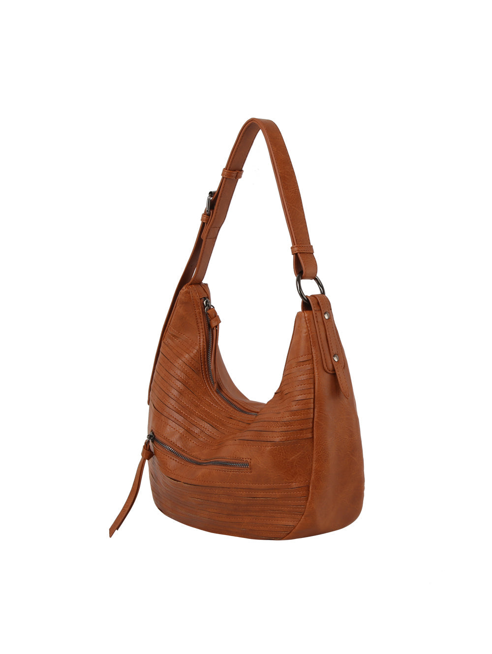 Grained leather hobo shoulder bag