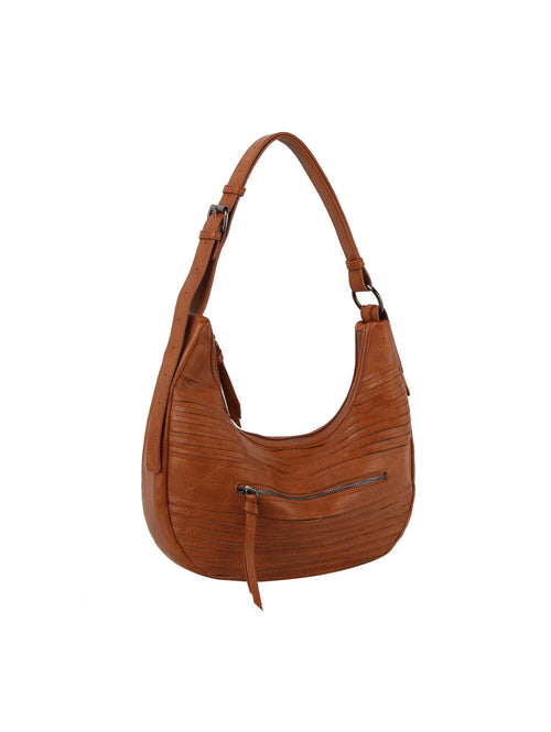 Grained leather hobo shoulder bag