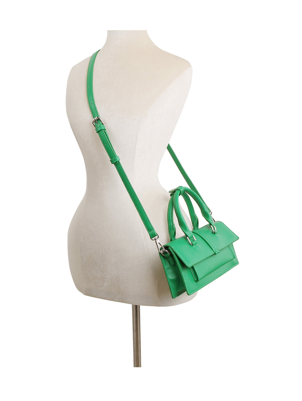 Slim leather top handle baguette bag