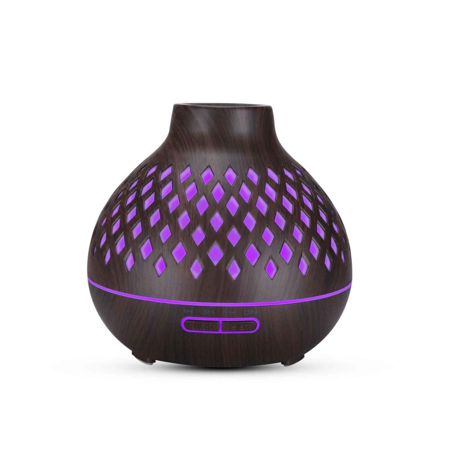 Essential Oil Aroma Diffuser and Remote - 400ml Hollowed Wood Mist