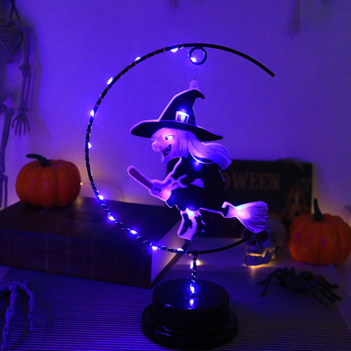Led Halloween Wrought Iron Witch Modeling Lamp Atmosphere Decorative