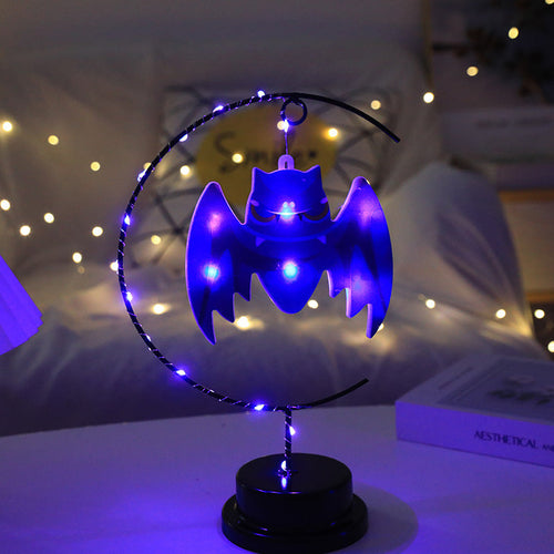 Led Halloween Wrought Iron Witch Modeling Lamp Atmosphere Decorative