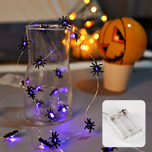 LED Purple Spider Lighting Chain Halloween Decoration Light
