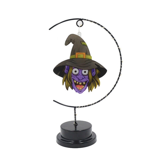 Led Halloween Wrought Iron Witch Modeling Lamp Atmosphere Decorative