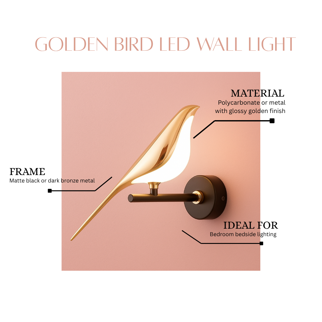 Chanya Haus Luxury Bird-Inspired LED Wall Lamp