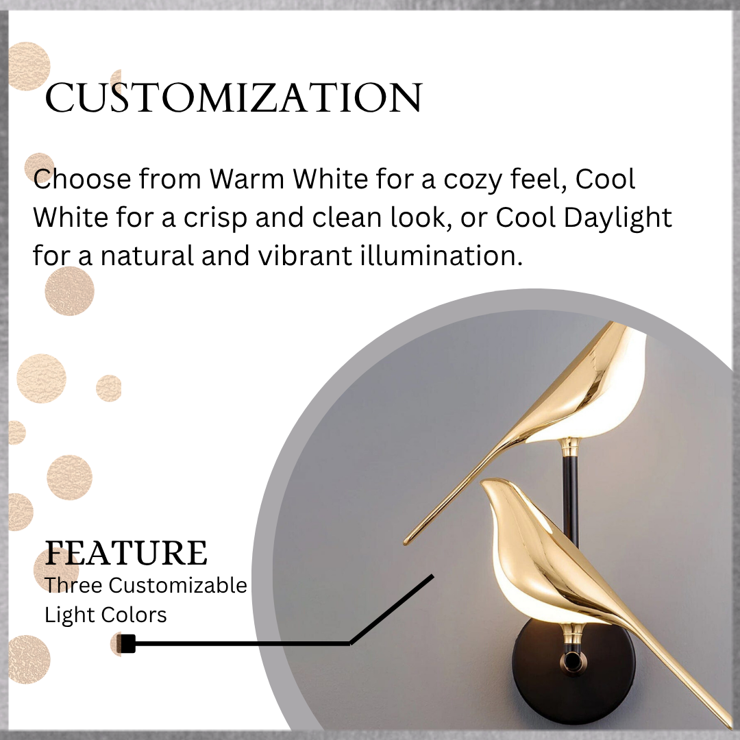 Chanya Haus LED Wall Light – Elegant Bird Design, 3 Colors