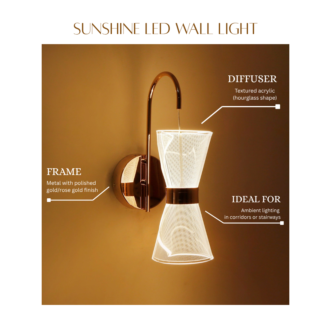 Chanya Haus Decorative LED Wall Sconce in Golden Aluminium